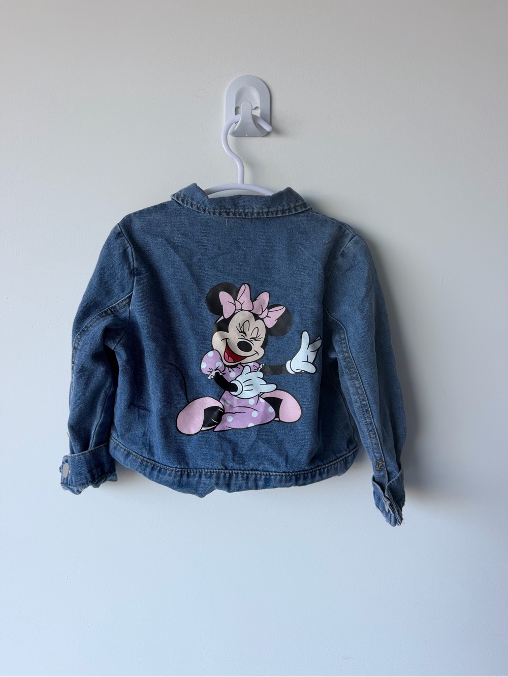 Girls' Light Denim Jacket with Minnie Mouse Graphic